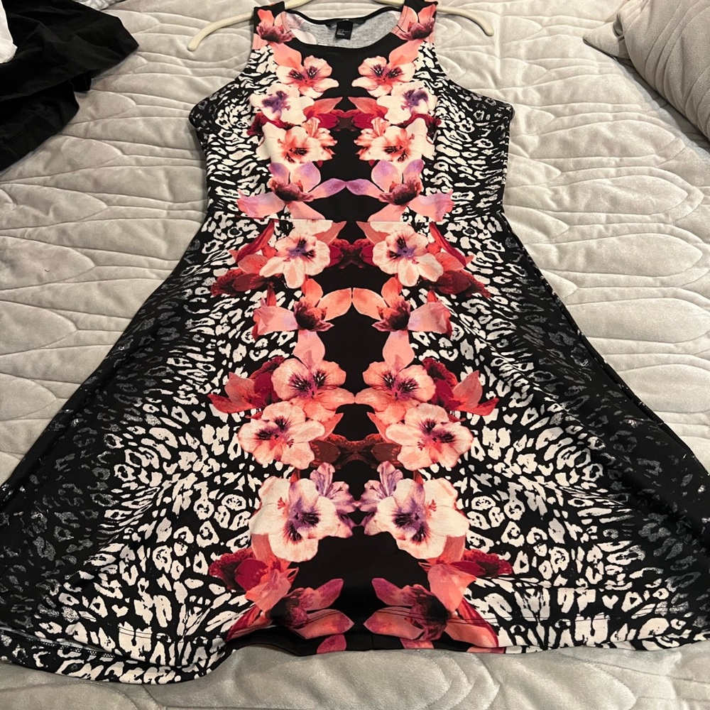 H&M black/ multi colored floral dress